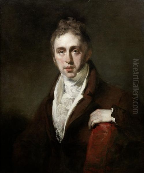 Portrait Of A Gentleman, Bust-length, In A Brown Coat, Seated Oil Painting by Sir John Hoppner