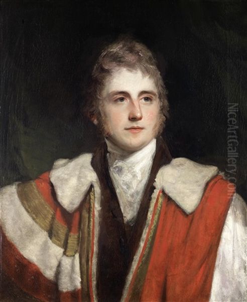 Portrait Of Peter Leopold Nassau Cowper, 5th Earl Cowper, Bust-length, In Peer's Robes Oil Painting by Sir John Hoppner