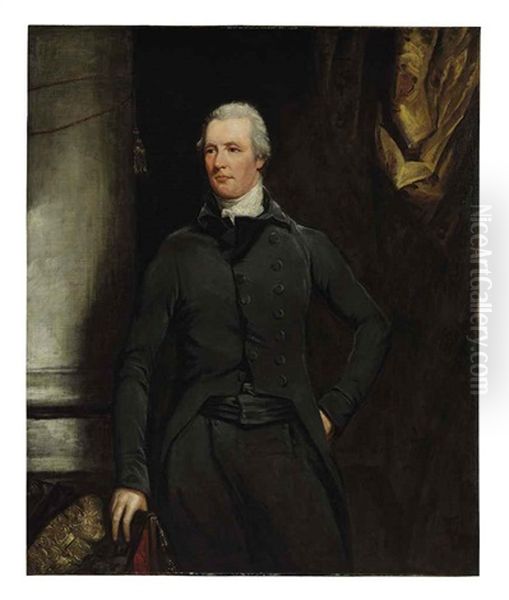 Portrait Of The Right Honorable William Pitt In A Black Coat Oil Painting by Sir John Hoppner