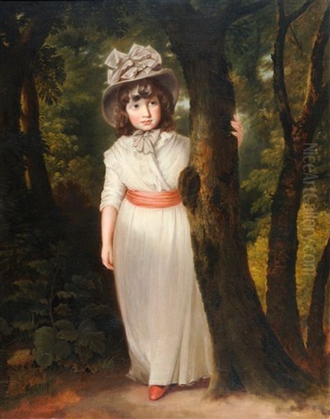 Portrait Of Harriet Ann Seale When A Child, Younger Daughter Of John Seale Esq Of Mount Boone, Devon, Sister Of John Healey Seale Mp For Darge Park, Co Stafford Oil Painting by Sir John Hoppner