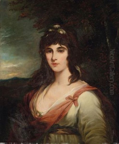 Bildnis Einer Dame Mit Bluten Im Haar, In Einer Abendlichen Landschaft Oil Painting by Sir John Hoppner