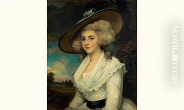 Portrait De Femme Au Chapeau Oil Painting by Sir John Hoppner