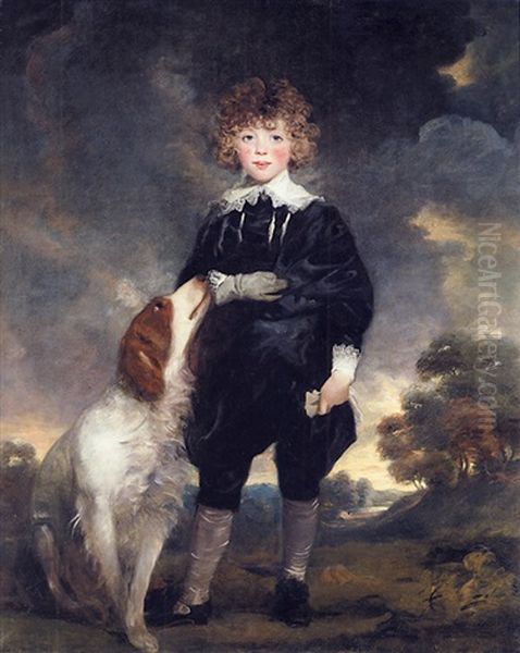 Portrait Of The Hon. Leicester Fitzgerald Charles Stanhope, Later 5th Earl Of Harrington, When A Child Oil Painting by Sir John Hoppner