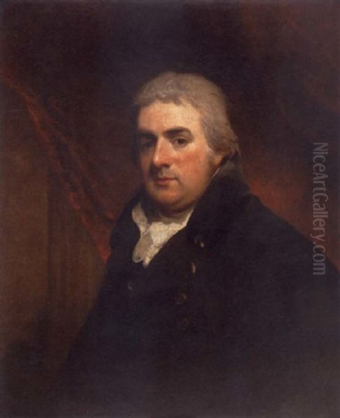 Portrait Of Mr. Huddleston Of Cambridge In Black Coat And White Stock Oil Painting by Sir John Hoppner