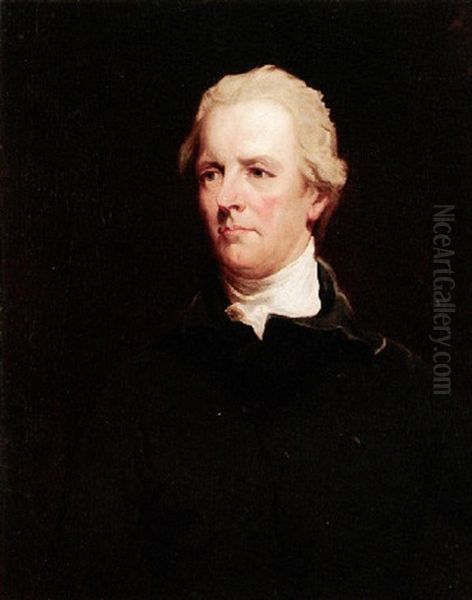 Portrait Of William Pitt Wearing A Dark Grey Coat And White Stock Oil Painting by Sir John Hoppner