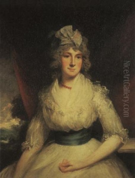 A Portrait Of A Lady Wearing A Coral Necklace, Mrs. Germain (?) Oil Painting by Sir John Hoppner