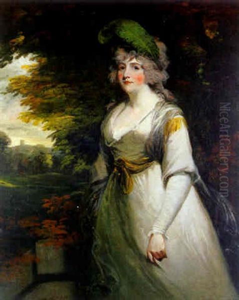 Portrait Of Mrs. Thomas Boothby Parkyns, Nee Elizabeth Anne James Oil Painting by Sir John Hoppner