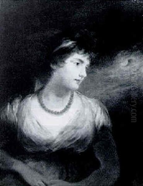 Portrait Of Miss Sarah Gale, Half Length, In A Landscape Oil Painting by Sir John Hoppner