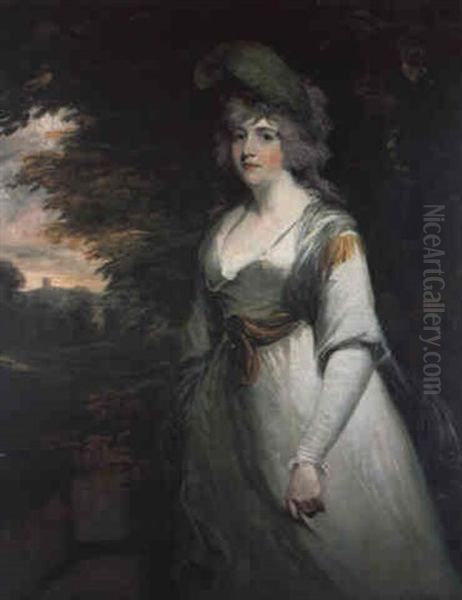 Portrait Of Mrs. Thomas Boothby Parkyns (nee Elizabeth Anne James) Oil Painting by Sir John Hoppner