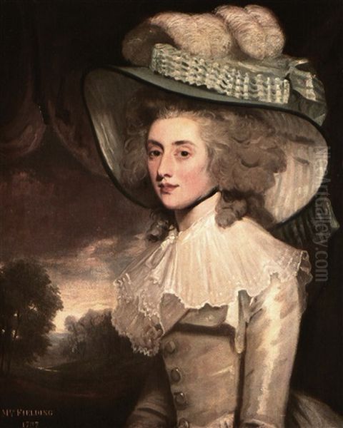 Portrait Of Mrs. Sophia Fielding Oil Painting by Sir John Hoppner