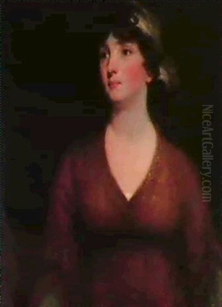 Portrait Of Louisa Countess Ofmansfield, Bust Length Wearinga Bronze Coloured Dress. Oil Painting by Sir John Hoppner