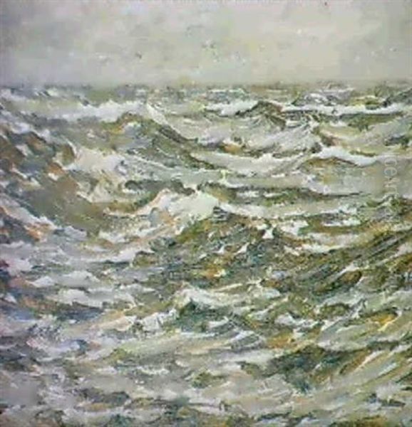 Waves...study In Blue  Waves...study In Green Oil Painting by Henry Silkstone Hopwood