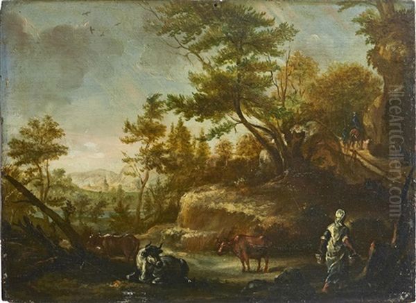 Pastoralt Landskap Oil Painting by Pehr Hoerberg