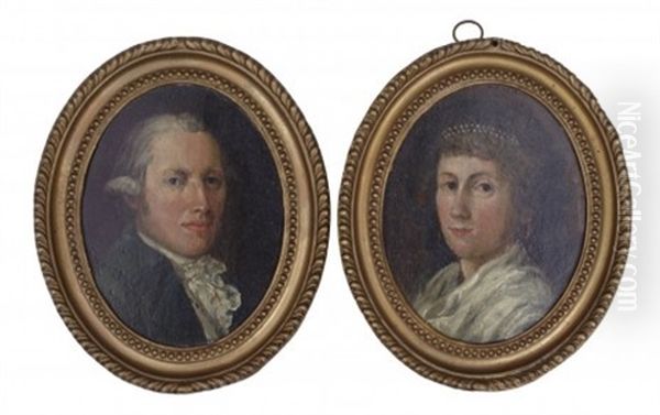 Portratt (pair) Oil Painting by Pehr Hoerberg