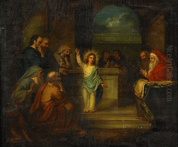 Jesus I Templet Oil Painting by Pehr Hoerberg