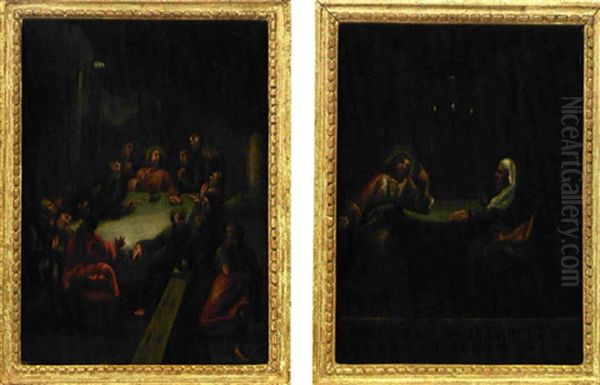 Nattvardens Instiftande (+ Kristus Och Nikodemus; Pair) Oil Painting by Pehr Hoerberg