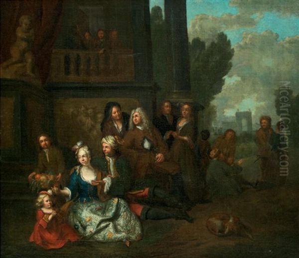 Portrait De Groupe Dans Un Interieur Oil Painting by Jan Josef Horemans the Elder