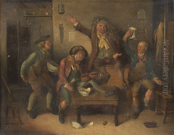 Interno D'osteria Con Musicante Oil Painting by Jan Josef Horemans the Elder