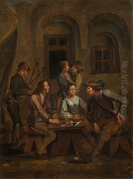 In Front Of An Inn Oil Painting by Jan Josef Horemans the Elder