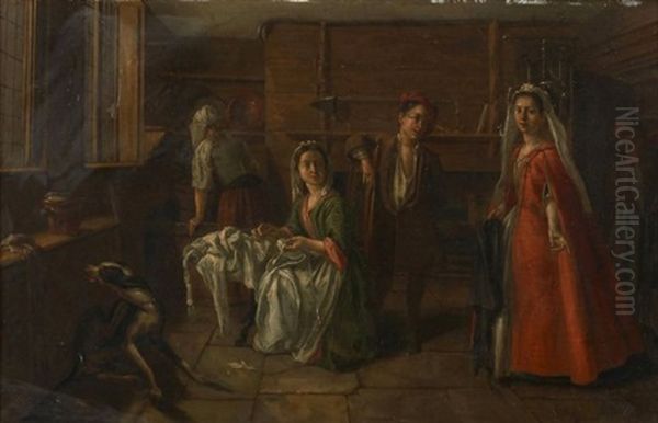 La Visite A L'office Oil Painting by Jan Josef Horemans the Elder