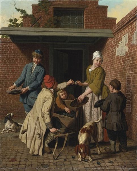 The Mussel Seller Oil Painting by Jan Josef Horemans the Elder