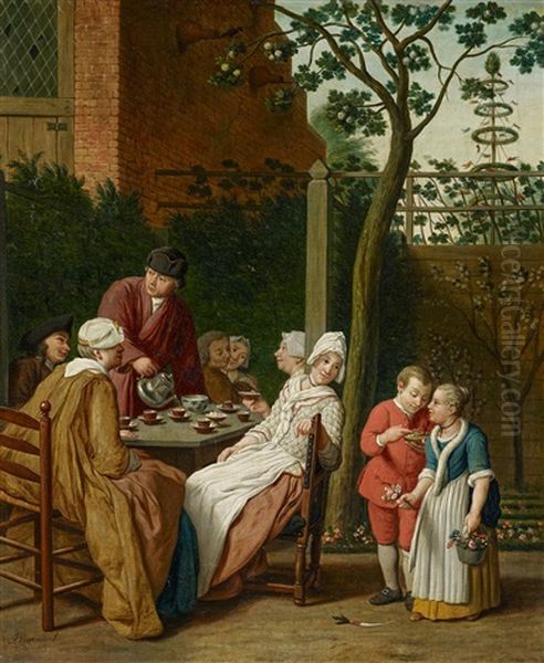 Feine Gesellschaft An Der Kaffeetafel Oil Painting by Jan Josef Horemans the Elder