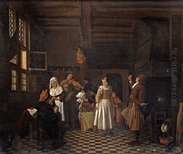 Scene De Taverne Oil Painting by Jan Josef Horemans the Elder