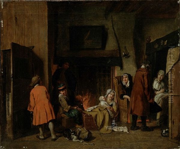 Abend Am Offenen Feuer Oil Painting by Jan Josef Horemans the Elder