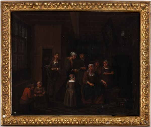 Scenes D'interieur (pair) Oil Painting by Jan Josef Horemans the Elder