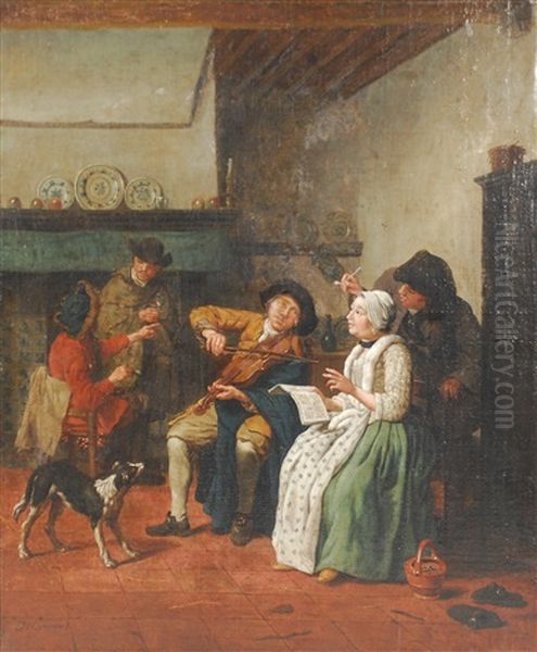 Compagnie Musicale Dans Un Interieur Oil Painting by Jan Josef Horemans the Elder