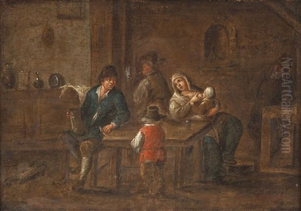 Wirtshausszene Mit Landvolk Und Stillende Mutter Oil Painting by Jan Josef Horemans the Elder