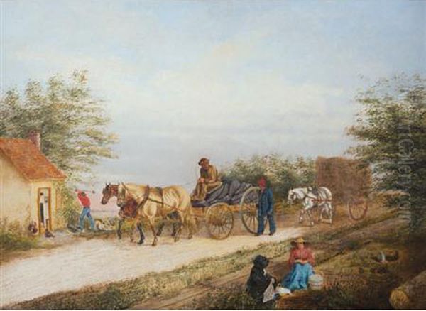 The Roadside Picnic Oil Painting by Frederick S. Barnjum