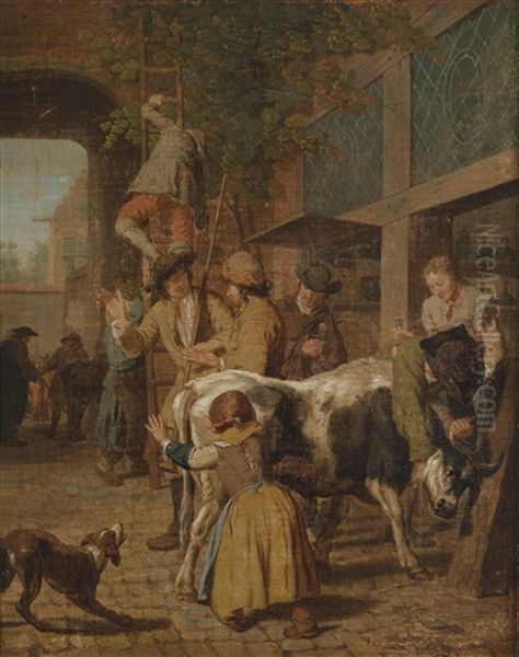 Viehmarkt Oil Painting by Jan Josef Horemans the Elder