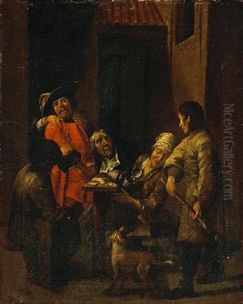 A Dispute In A Courtyard by Jan Josef Horemans the Elder