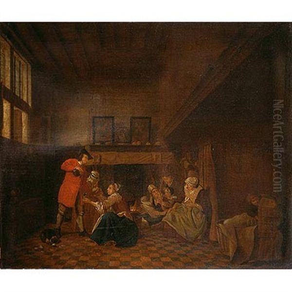 Interior Domestico Oil Painting by Jan Josef Horemans the Elder