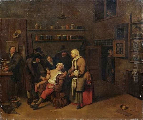 Der Besuch Des Arztes Oil Painting by Jan Josef Horemans the Elder