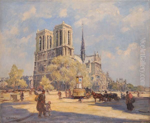 Notre Dame De Paris Oil Painting by Henri Alphonse Barnoin