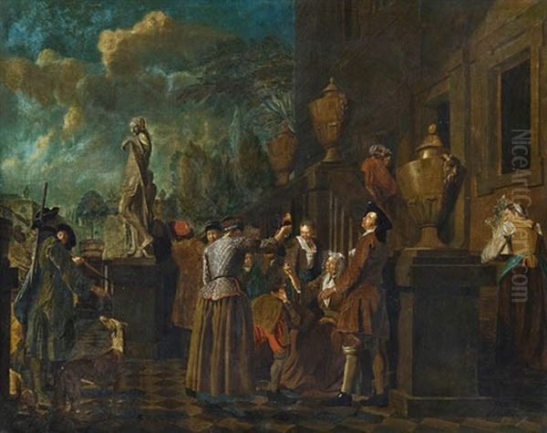 Genreszene Vor Einem Herrschaftlichen Landsitz Oil Painting by Jan Josef Horemans the Elder