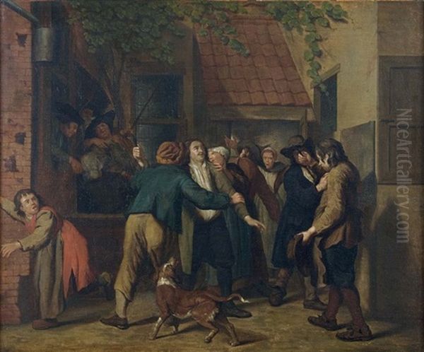 La Rixe Dans La Cour Ou La Dispute Des Deux Freres Oil Painting by Jan Josef Horemans the Elder