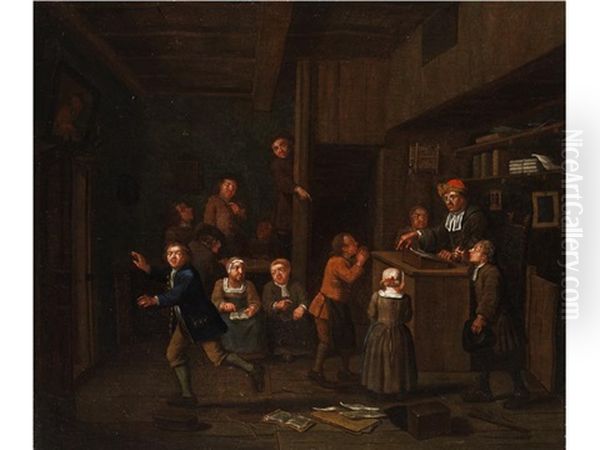 Der Strenge Schulunterricht Oil Painting by Jan Josef Horemans the Elder