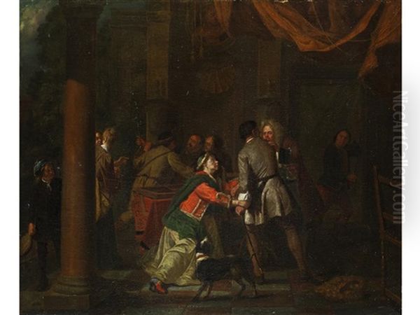 Streitszene Am Spieltisch (?) Oil Painting by Jan Josef Horemans the Elder