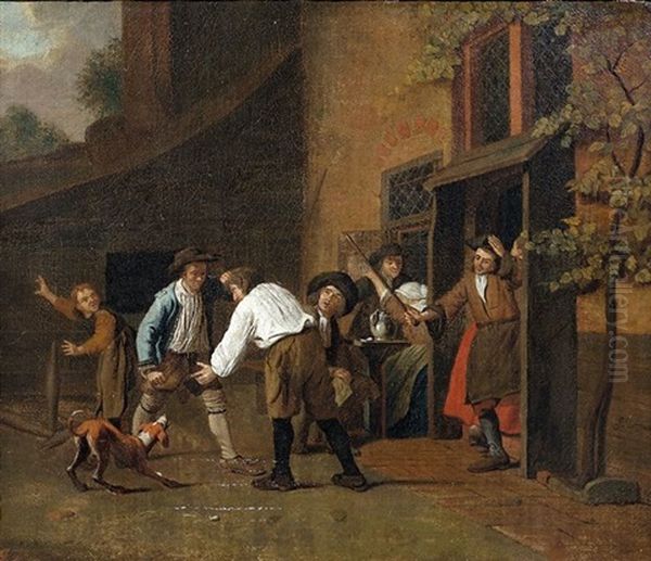 Rauferei Vor Dem Wirtshaus by Jan Josef Horemans the Elder