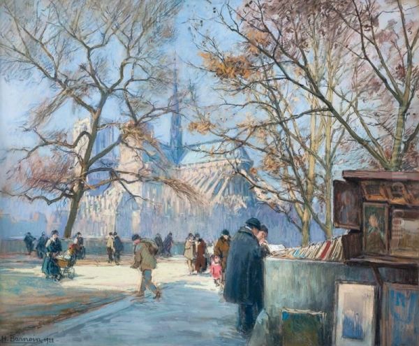 Notre Dame Oil Painting by Henri Alphonse Barnoin