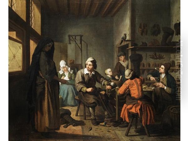 In Der Schusterwerkstatt Oil Painting by Jan Josef Horemans the Elder