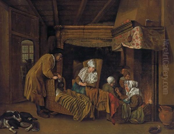 Familie In Der Stube Oil Painting by Jan Josef Horemans the Elder