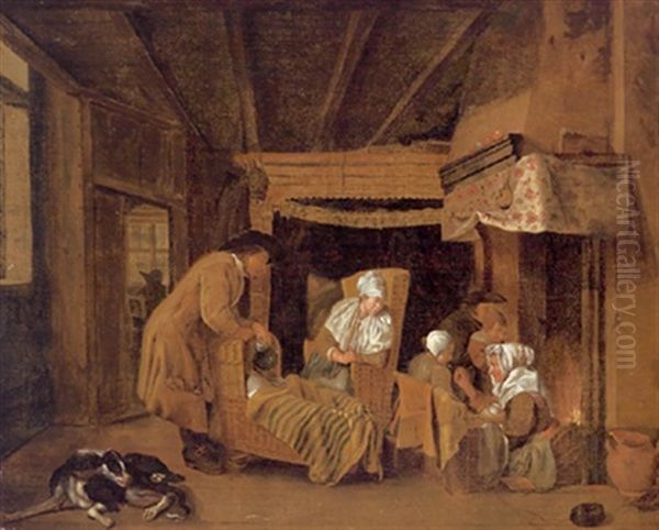 Familie In Einem Interieur Oil Painting by Jan Josef Horemans the Elder