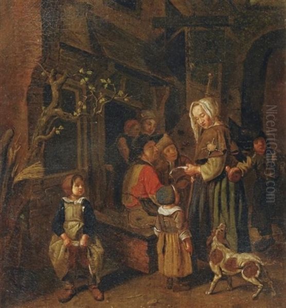 Vor Dem Wirtshaus Oil Painting by Jan Josef Horemans the Elder