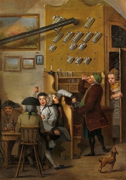 Frohliche Gesellschaft In Einem Wirtshaus Oil Painting by Jan Josef Horemans the Elder