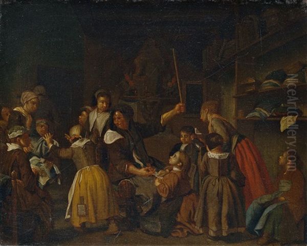 Die Knabenschule (+ Die Madchenschule; 2 Works) Oil Painting by Jan Josef Horemans the Elder