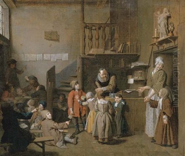 The Schoolmaster With His Pupils Oil Painting by Jan Josef Horemans the Elder